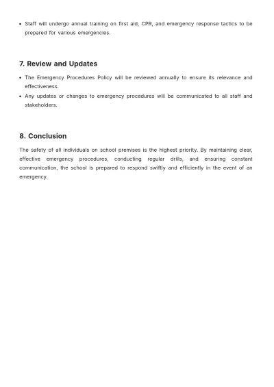 Free School Emergency Procedures Policy Template to Edit Online