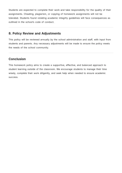 Free School Homework Policy Template to Edit Online
