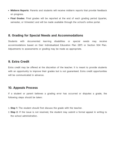 Free School Grading Policy Design Template to Edit Online