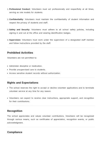 Free School Volunteer Policy Template to Edit Online