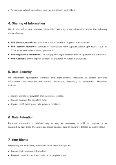 Free School Privacy Policy Template to Edit Online
