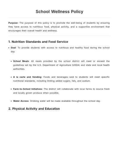 Free School Wellness Policy Template to Edit Online
