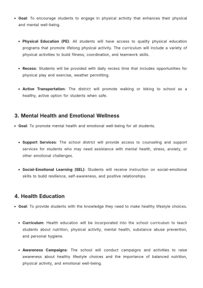 Free School Wellness Policy Template to Edit Online