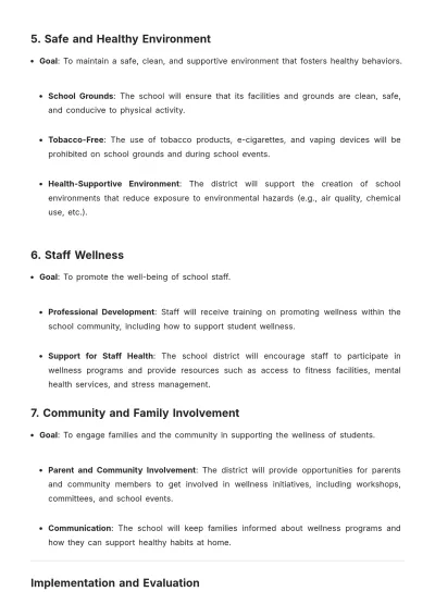Free School Wellness Policy Template to Edit Online