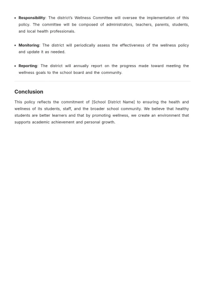 Free School Wellness Policy Template to Edit Online