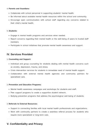 Free School Mental Health Policy Template to Edit Online