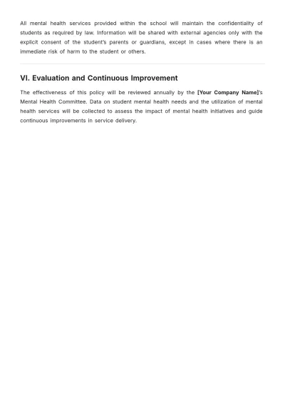 Free School Mental Health Policy Template to Edit Online