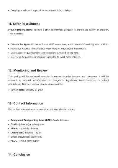 Free School Child Protection Policy Template to Edit Online