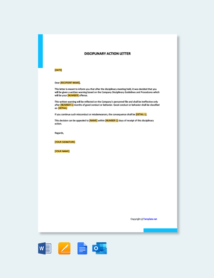 Disciplinary Action Letter Template in Google Docs, Word | Template.net