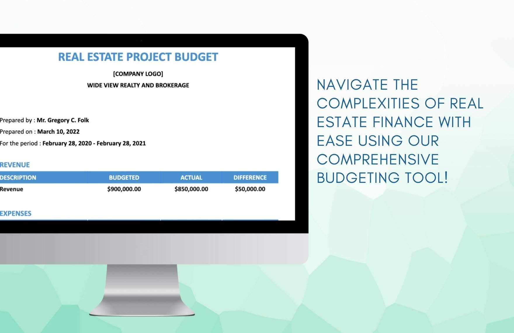 Real Estate Project Budget Template