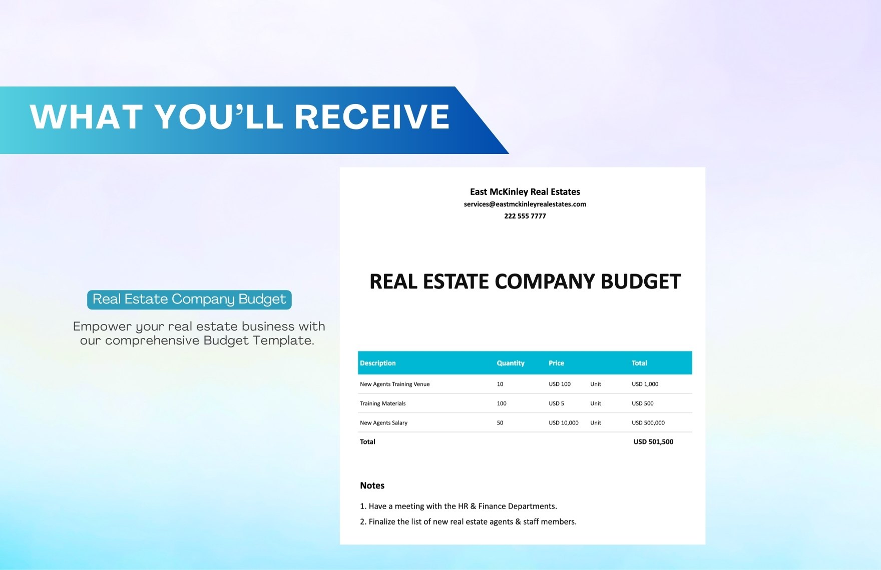 Real Estate Company Budget Template