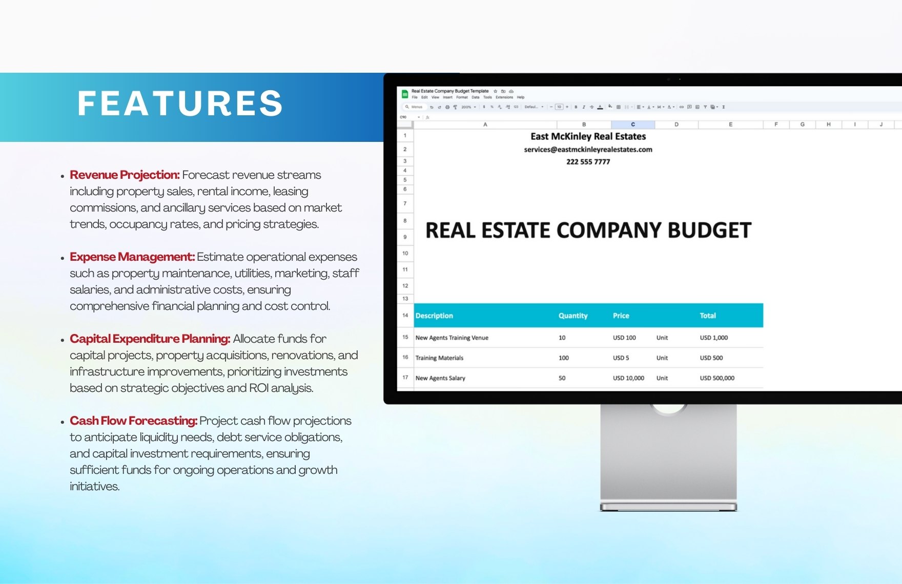 Real Estate Company Budget Template