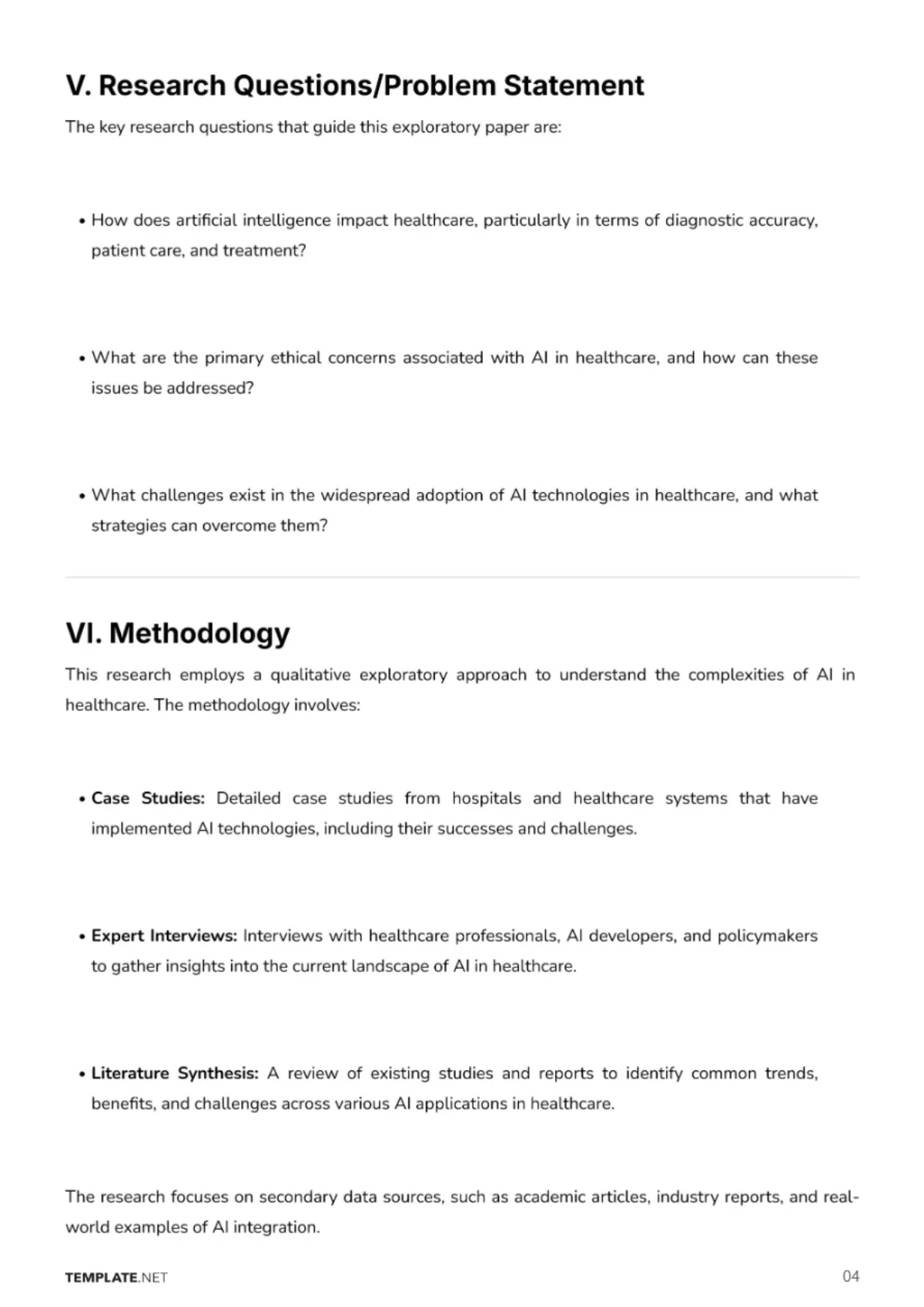 Free Exploratory Research Paper Template to Edit Online