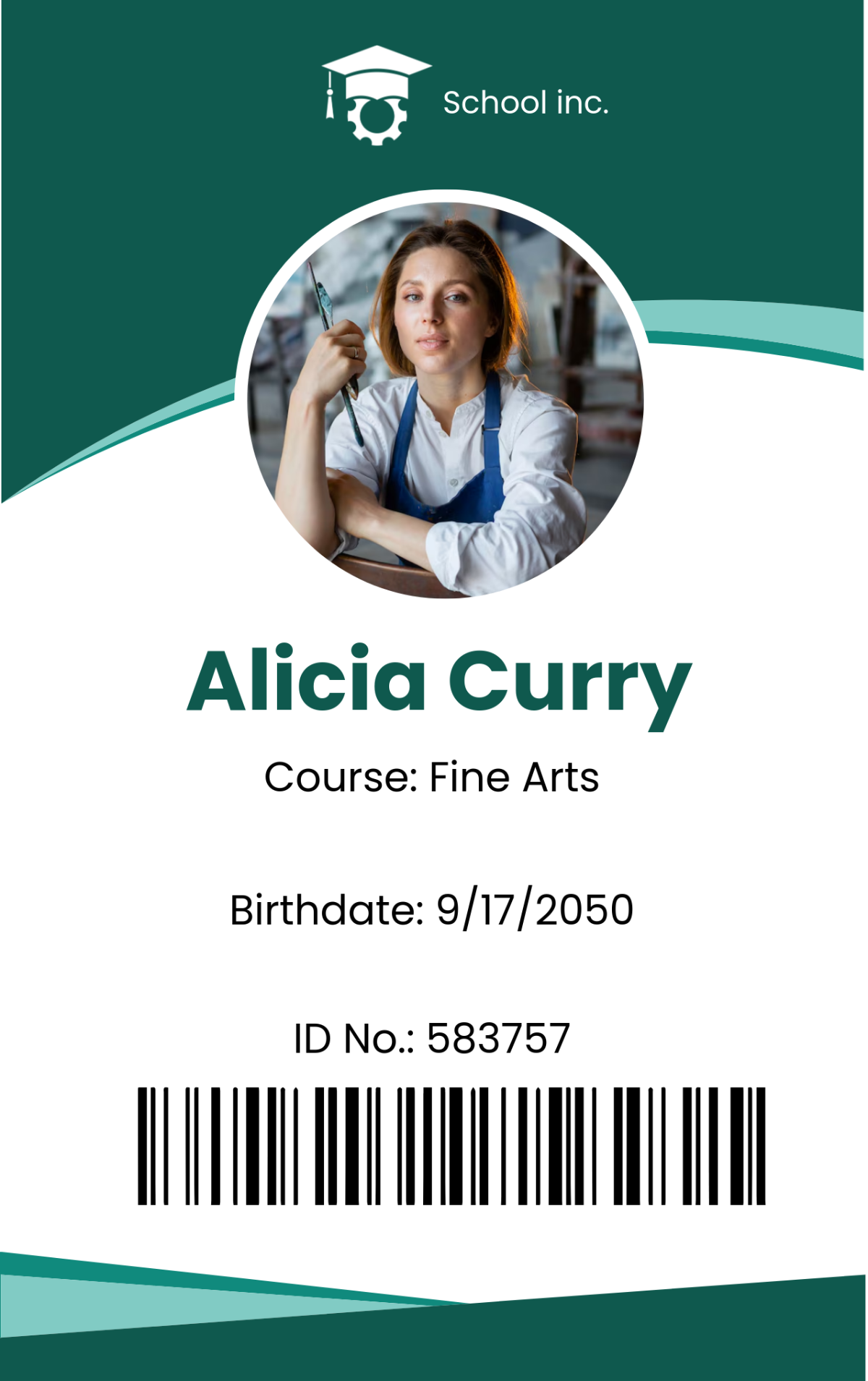 Free Custom College Student ID Card Template