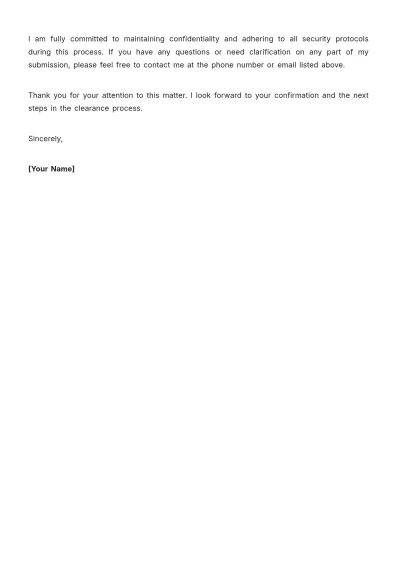 Free Sample Security Clearance Letter Template to Edit Online