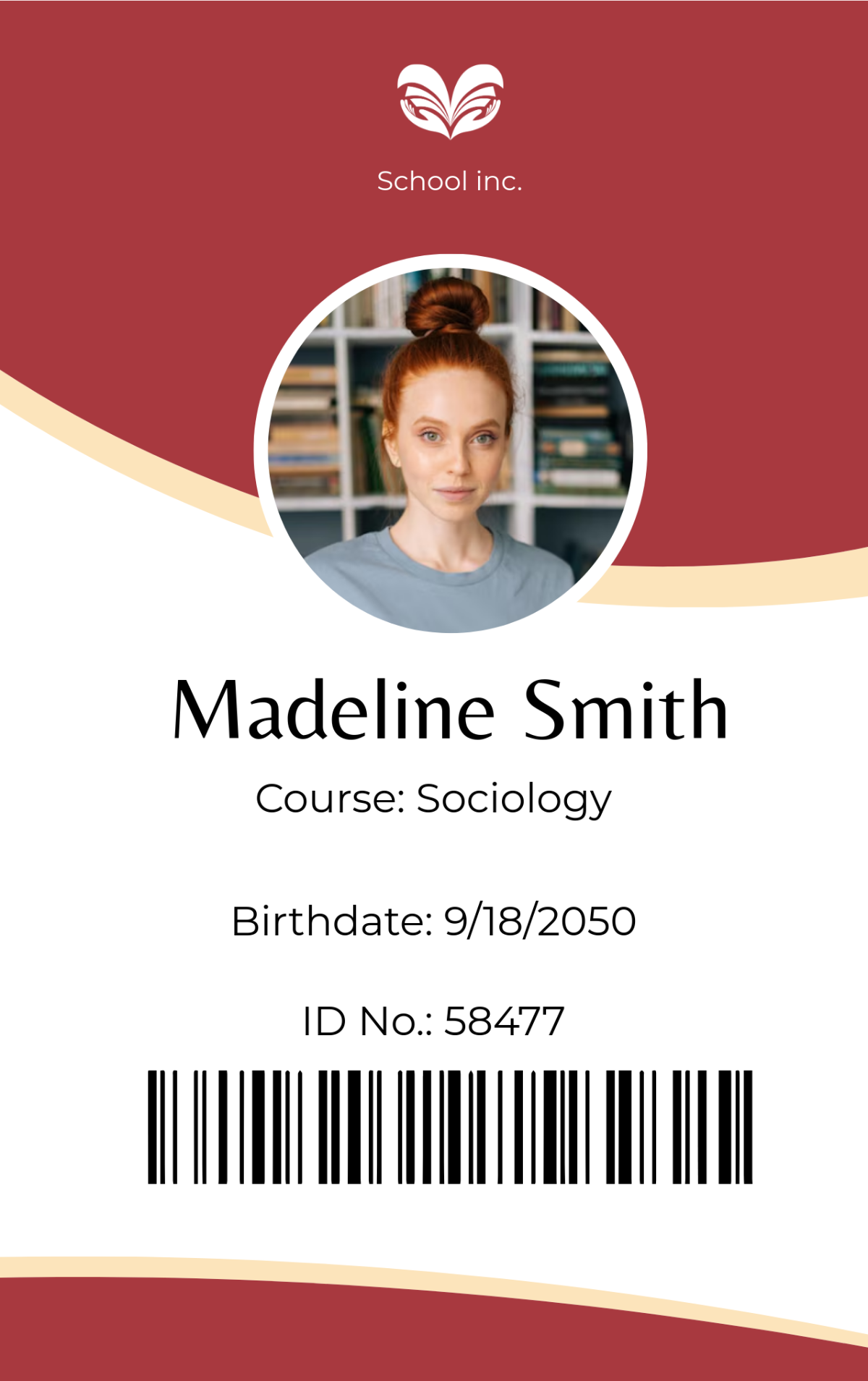 Free Student ID Card with Barcode Template