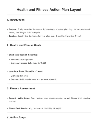 Free Health and Fitness Action Plan Layout Template to Edit Online