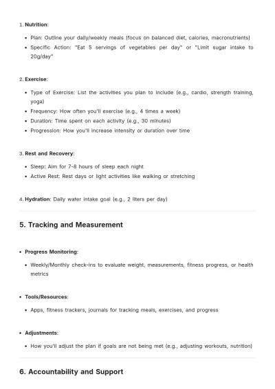 Free Health and Fitness Action Plan Layout Template to Edit Online