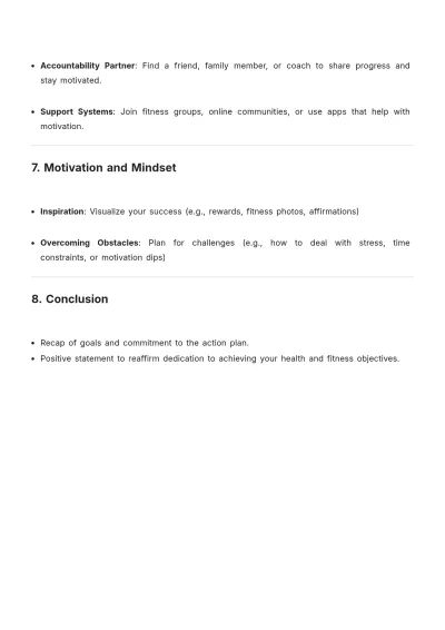 Free Health and Fitness Action Plan Layout Template to Edit Online