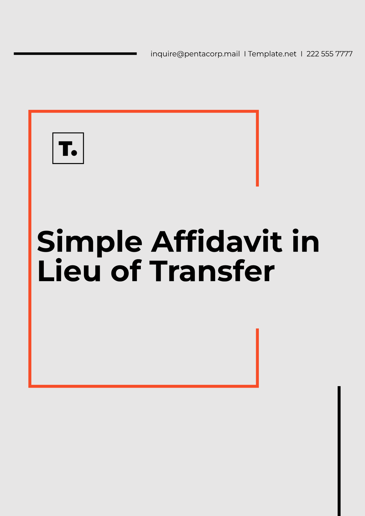 Free Simple Affidavit in Lieu of Transfer Template