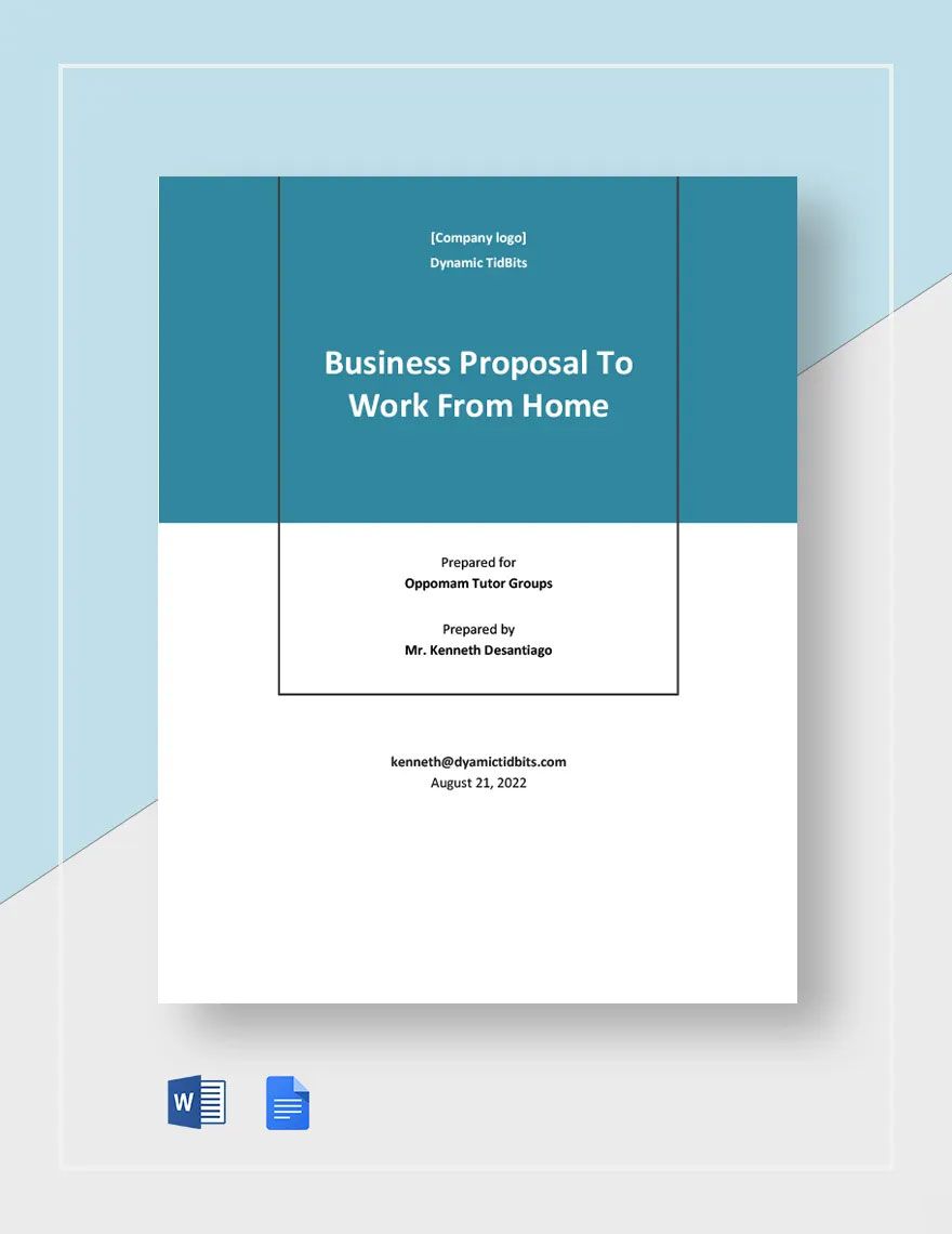 Business Proposal To Work From Home Template