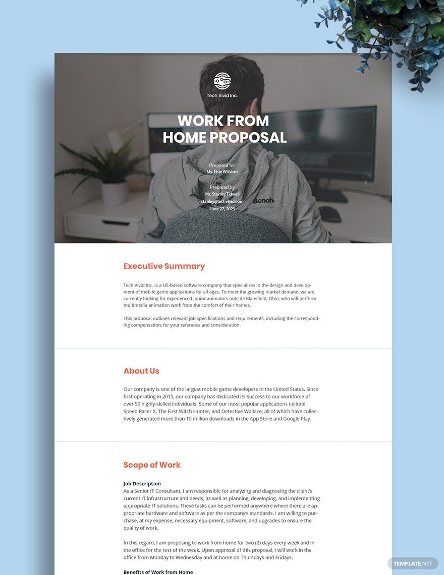 Company Work From Home Proposal Template