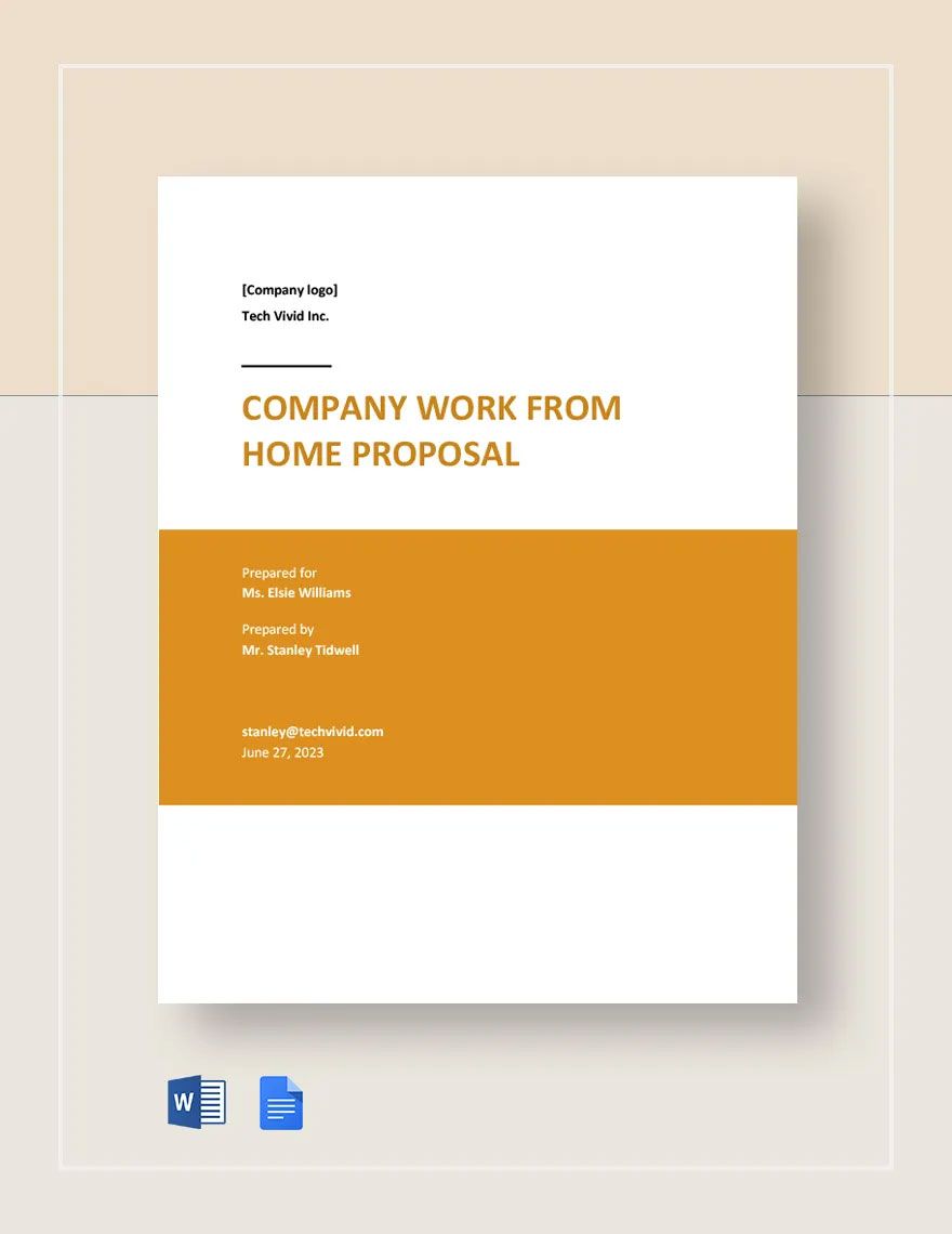 Free Company Work From Home Proposal Template