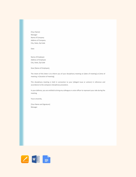 FREE Disciplinary Letter Template Word Google Docs Apple Pages 