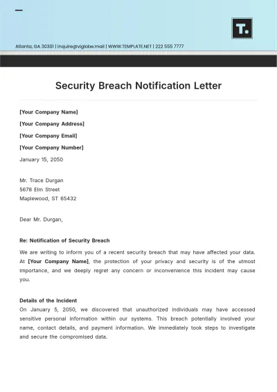 Free Security Breach Notification Letter Template to Edit Online