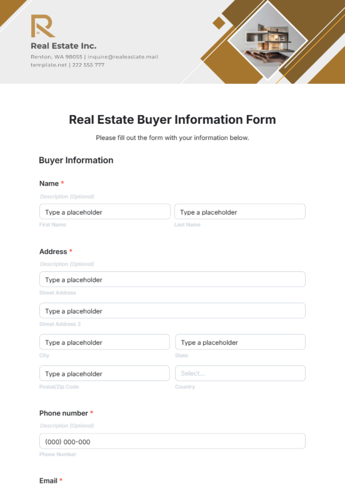 Free Real Estate Buyer Information Form Template