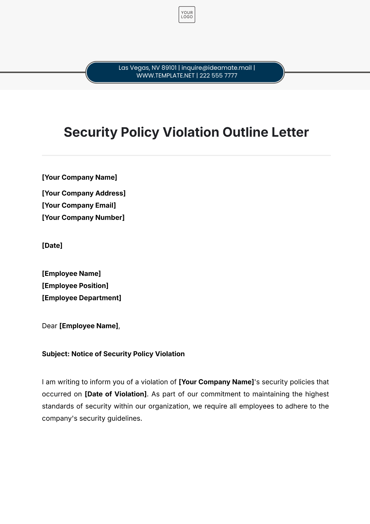 Security Policy Violation Outline Letter Template - Edit Online & Download