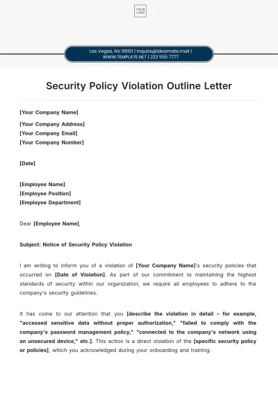 Free Security Policy Violation Outline Letter Template to Edit Online