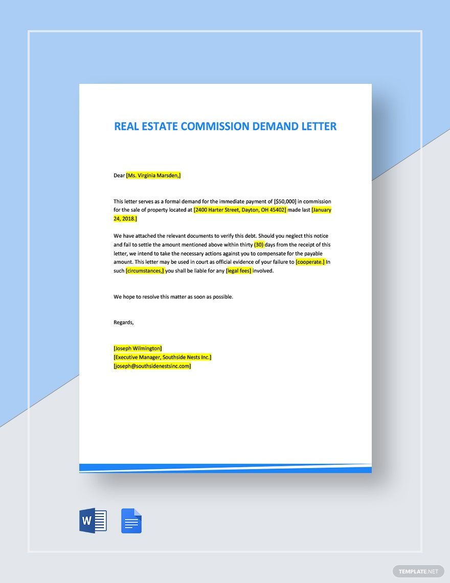 Real Estate Commission Demand Letter