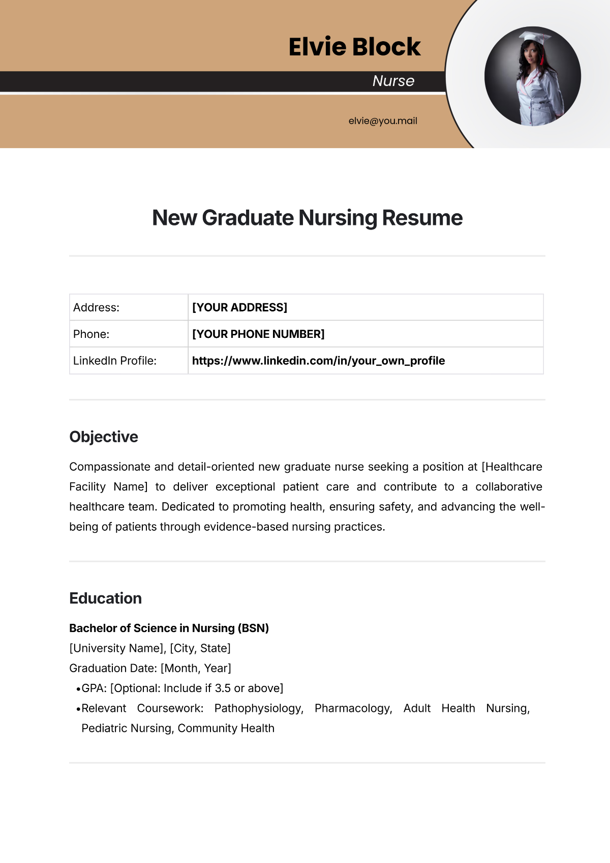 Free New Graduate Nursing Resume Template