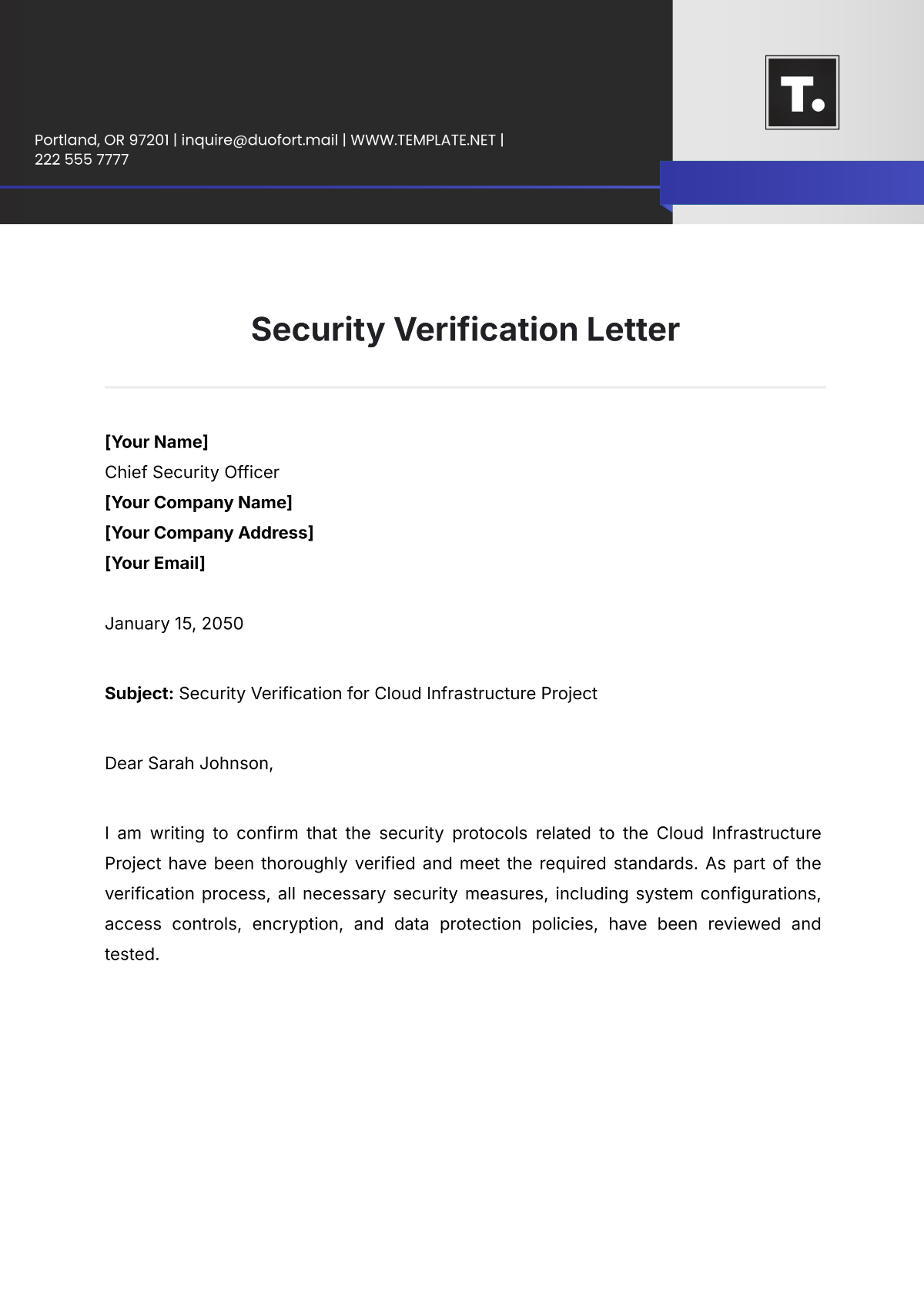 Security Verification Letter Template - Edit Online & Download