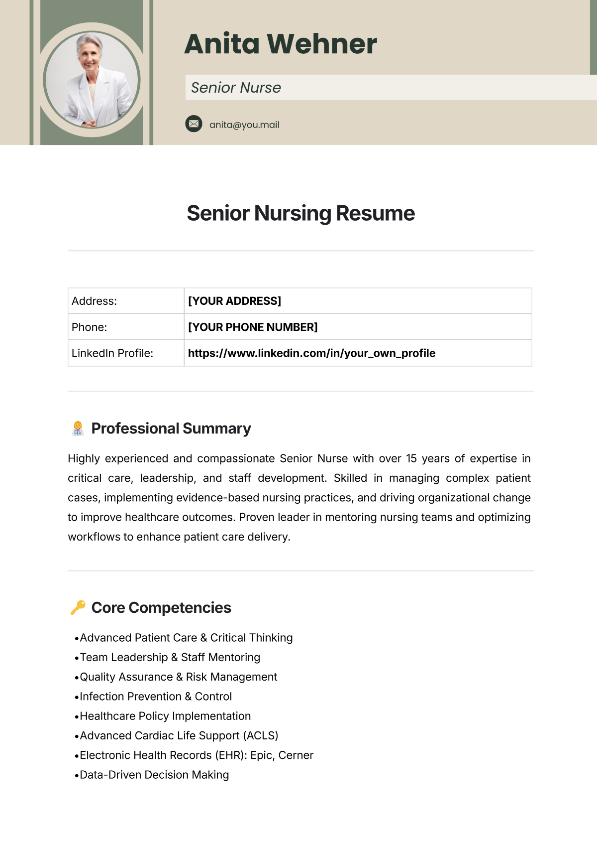 Free Senior Nursing Resume Template