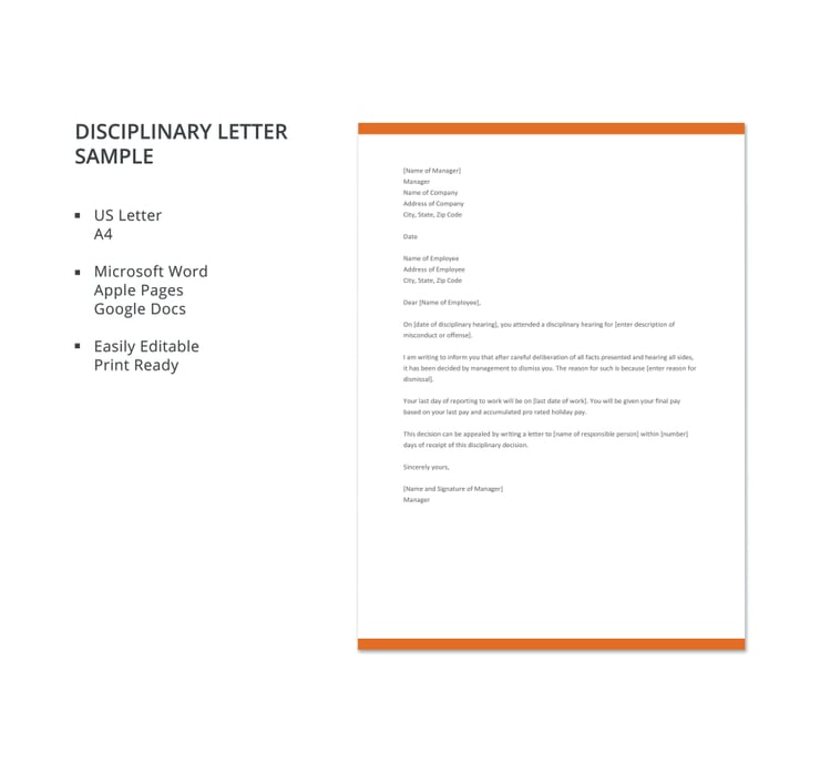 20 Sample Disciplinary Letter Templates Word Apple Pages Google