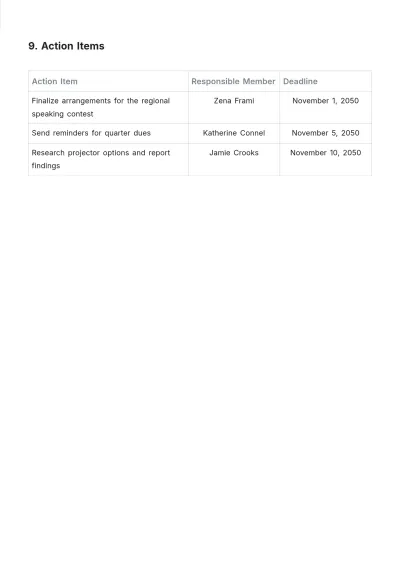 Free Public Speaking Club Meeting Minute Template to Edit Online