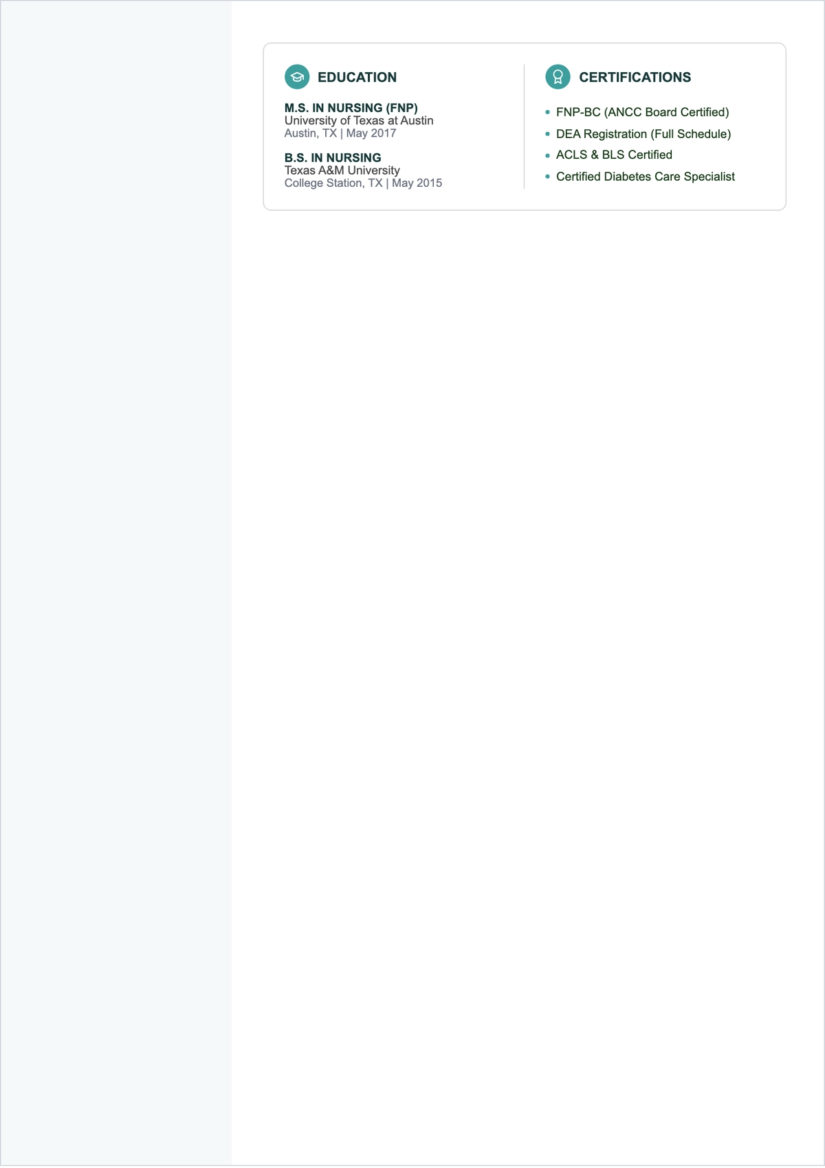 Free Nursing Practitioner (NP) ATS Resume Template, AI Resume Builder