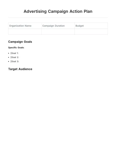 Free Advertising Campaign Action Plan Template to Edit Online