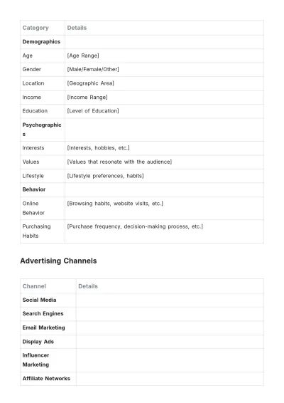 Free Advertising Campaign Action Plan Template to Edit Online