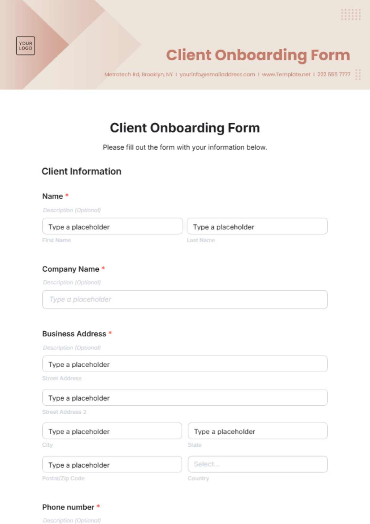 Free Client Onboarding Form Template