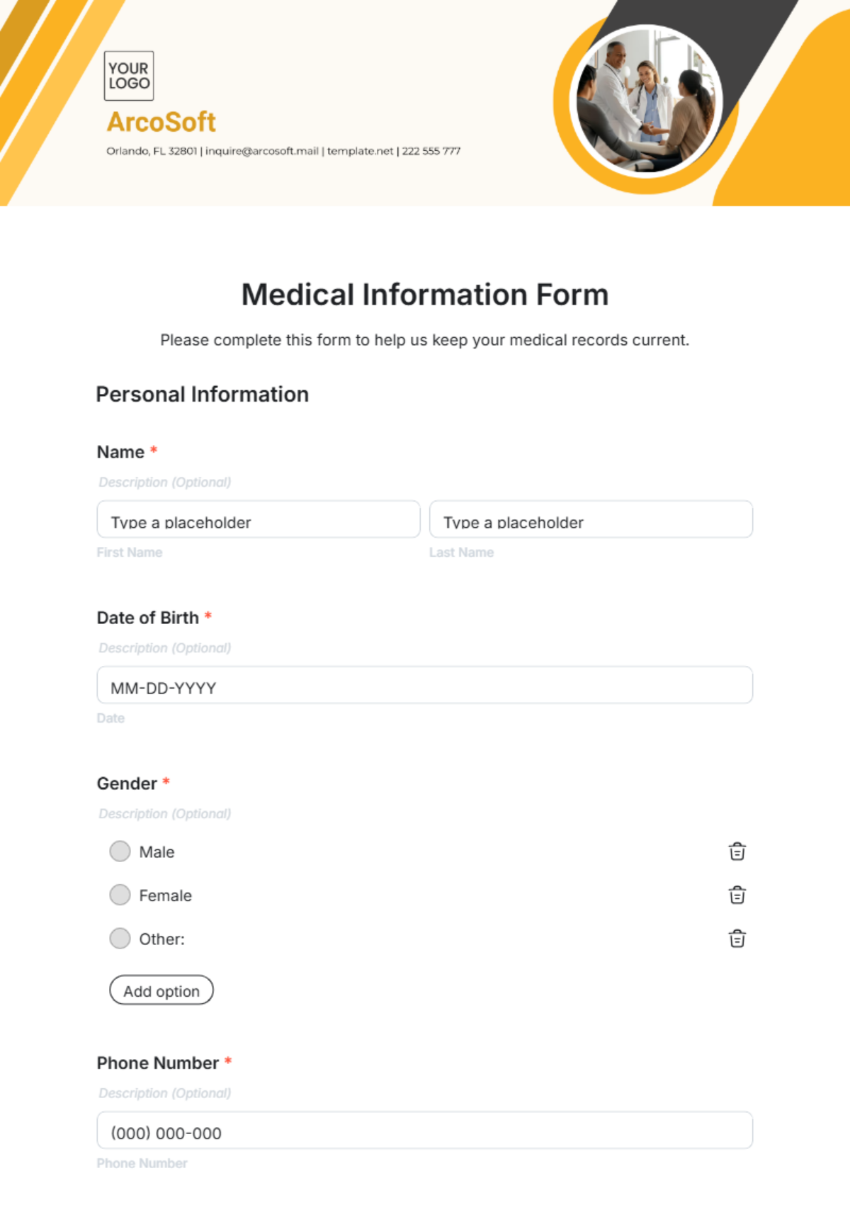 Free Medical Information Form Template