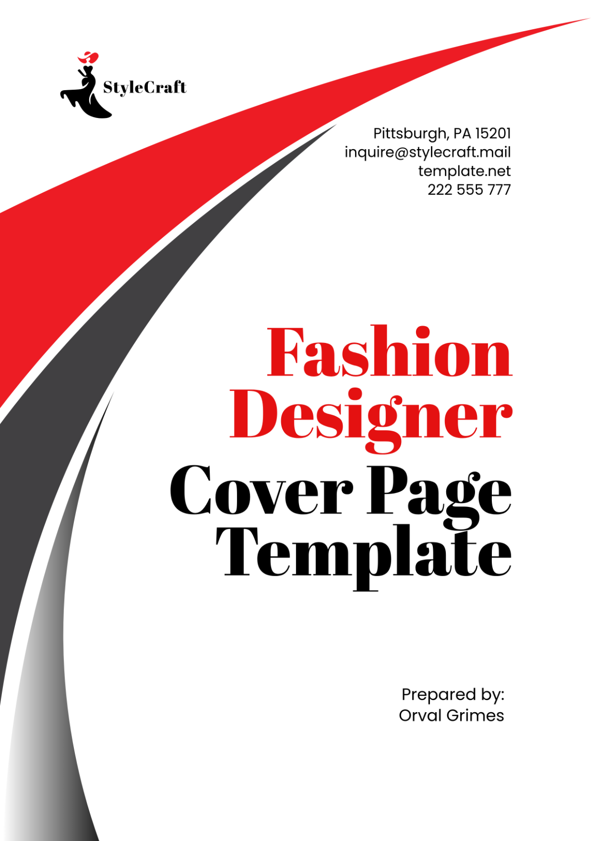 Free Fashion Designer Cover Page Template