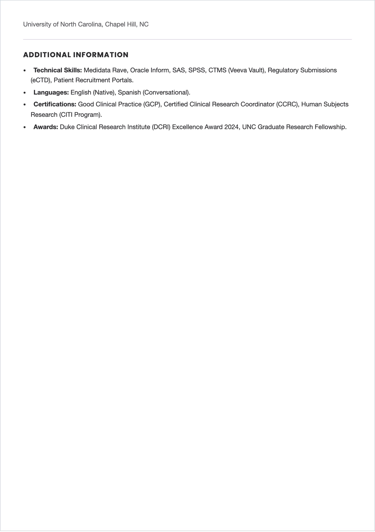 Free Ph.D. Candidate Clinical Research ATS Resume Template