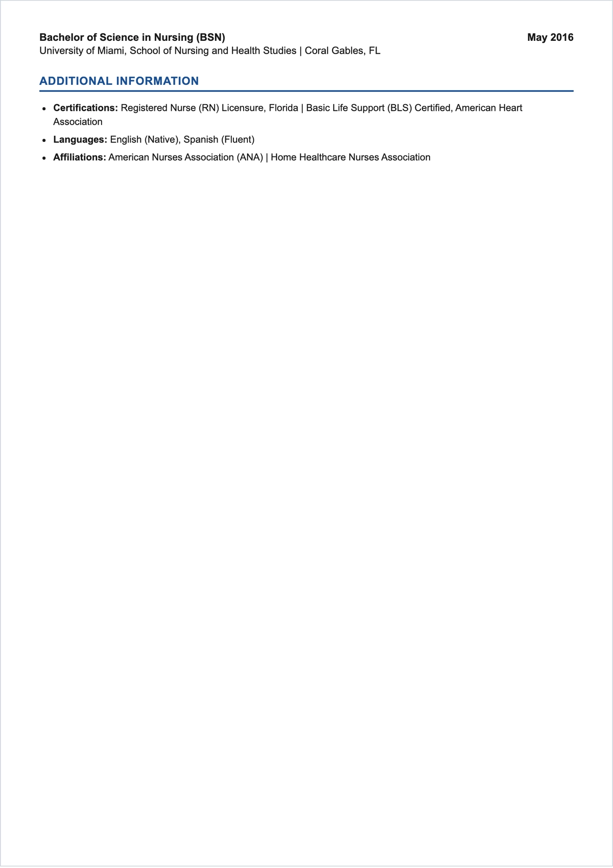 Free Aesthetic In-Home Nursing ATS Resume Template, AI Resume Builder