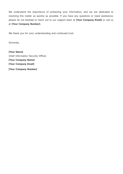 Free Cybersecurity Incident Notification Letter Template to Edit Online