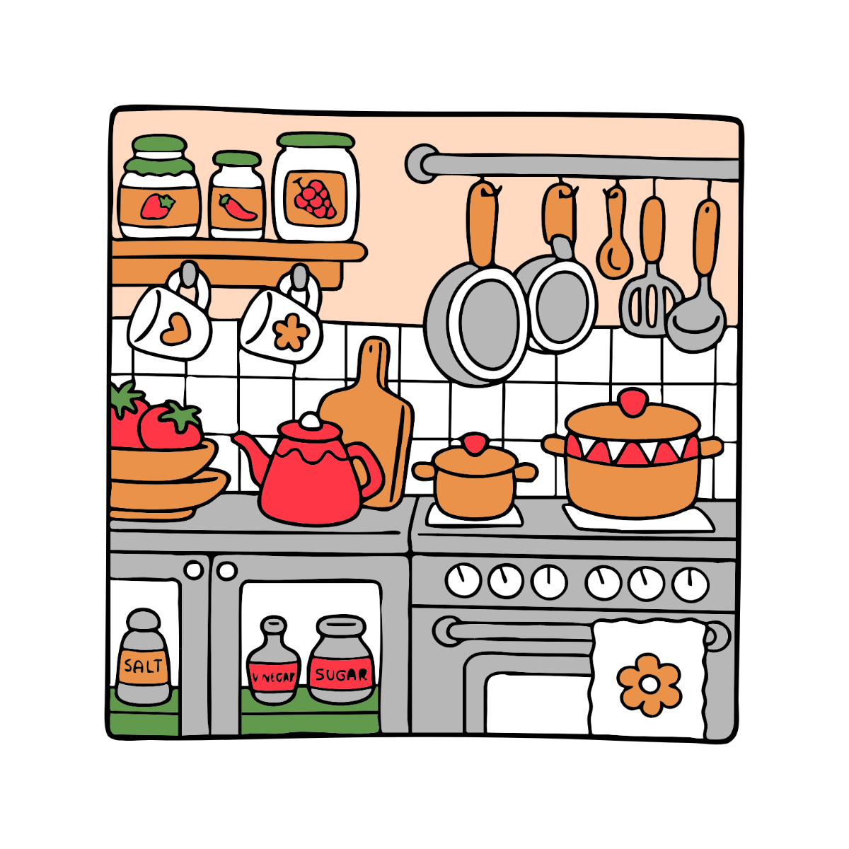 Cartoon Kitchen Clipart - Edit Online | Template.net