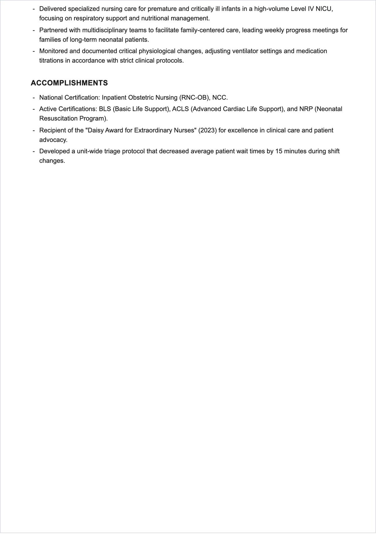 Free Labor and Delivery Nurse ATS Resume Template, AI Resume Builder