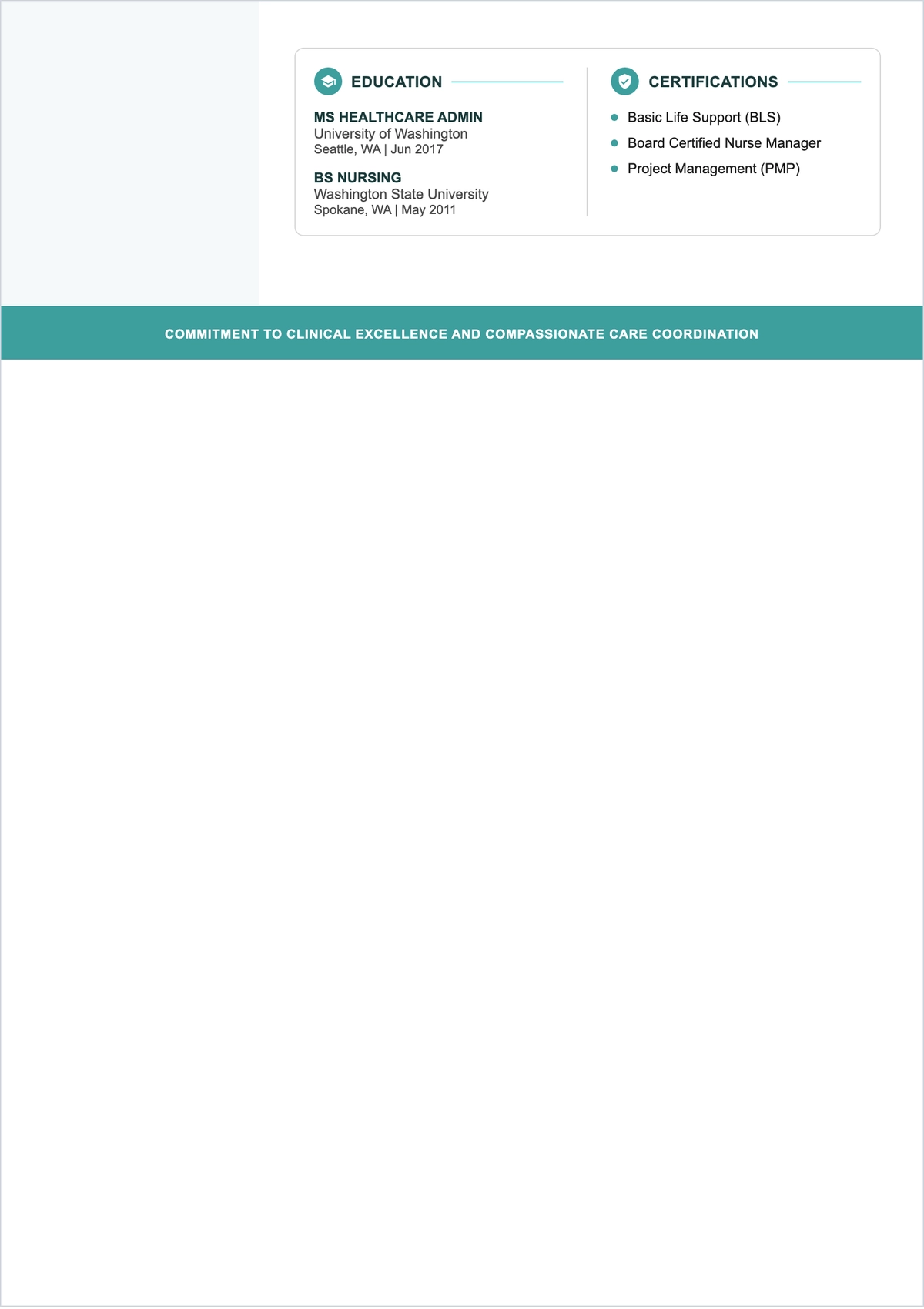 Free Nurse Coordinator ATS Resume Template, AI Resume Builder